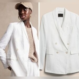 NWT Banana Republic Linen Blend Double Breasted Blazer
